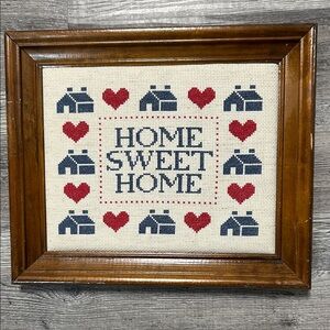 Framed Home Sweet Home Cross Stitch Art